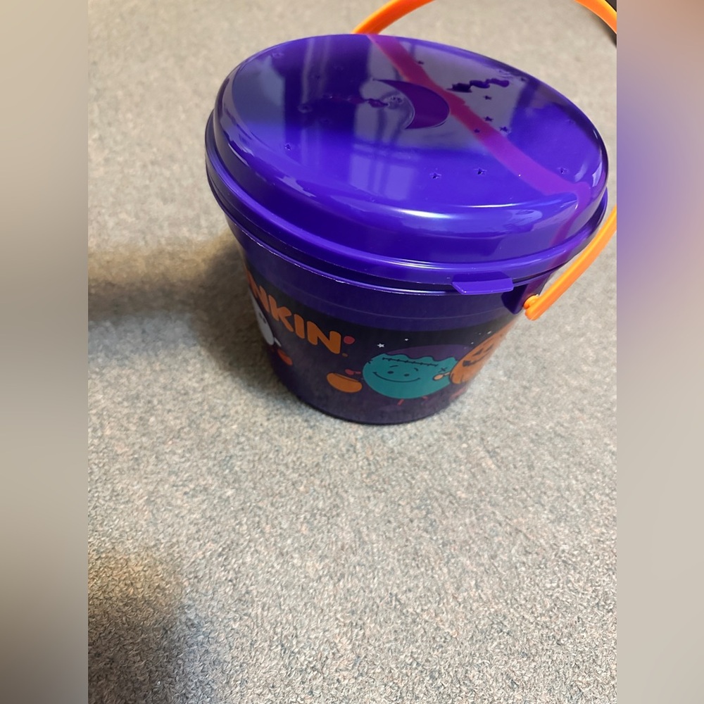 Dunkin Donuts Halloween Munchkins Bucket Pail & Lid Purple 2024 PERFECT